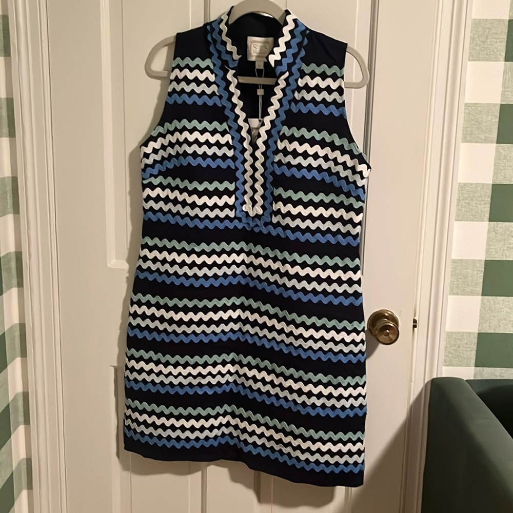 Sail to Sable Navy and Blue Zigzag Dress